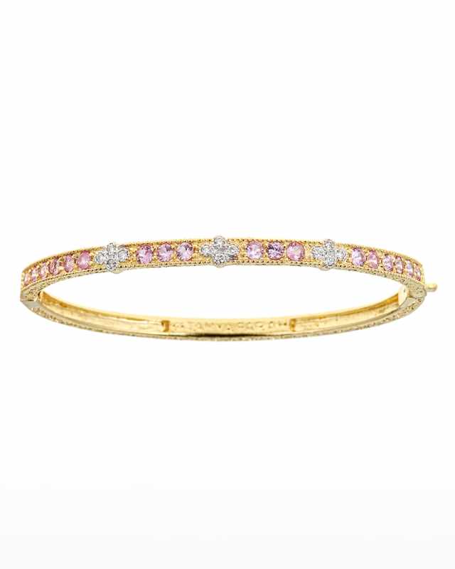 18K Modern Etruscan Sapphire & Diamond Cluster Bangle